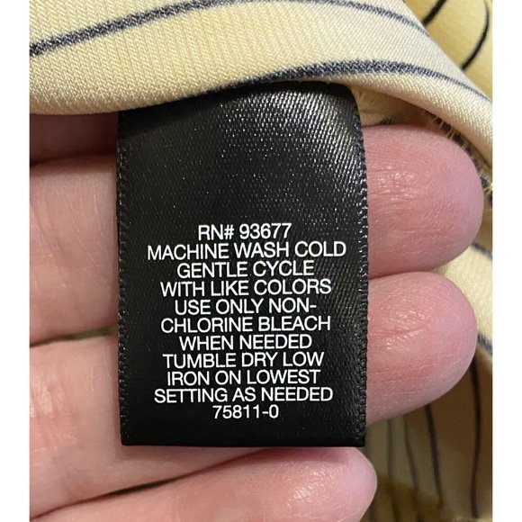 Liz Claiborne Blouse Yellow with Black Stripes XXL Short Sleeves Pleated - Picture 5 of 5